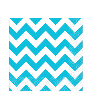 Caribbean Blue Chevron Lunch Tissues 16pcs Printed Tableware - Party Centre - Party Centre