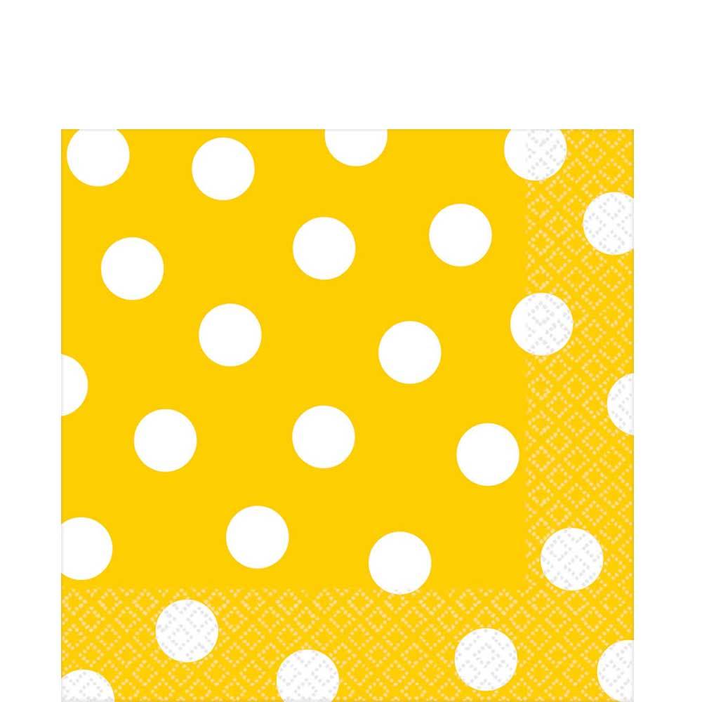 Yellow Sunshine Dots Lunch Tissues 16pcs Printed Tableware - Party Centre - Party Centre