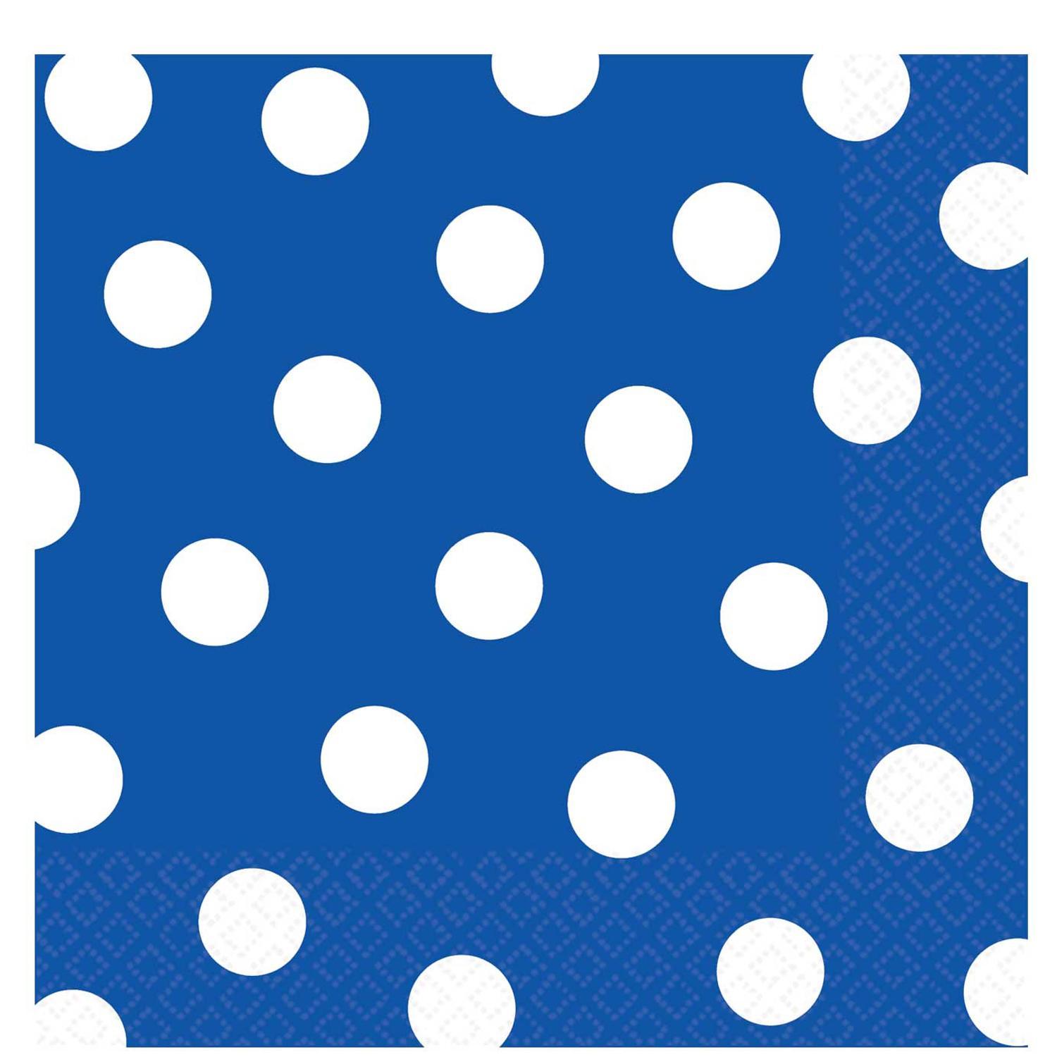 Bright Royal Blue Dots Lunch Tissues 16pcs Printed Tableware - Party Centre - Party Centre