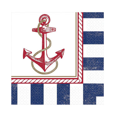 Anchors Aweigh Lunch Tissues 16pcs Printed Tableware - Party Centre - Party Centre