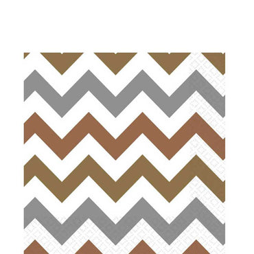 Mixed Metals Chevron Lunch Tissues 16pcs Printed Tableware - Party Centre - Party Centre