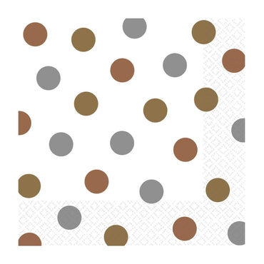 Mixed Metals Dots Lunch Tissues 16pcs Printed Tableware - Party Centre - Party Centre