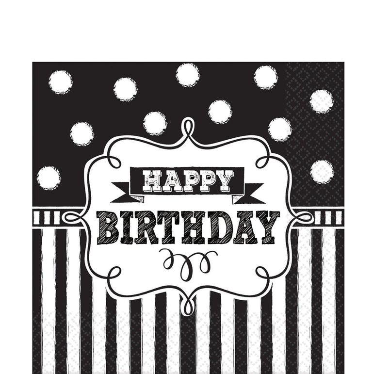 Chalkboard Birthday Lunch Tissues 16pcs Printed Tableware - Party Centre