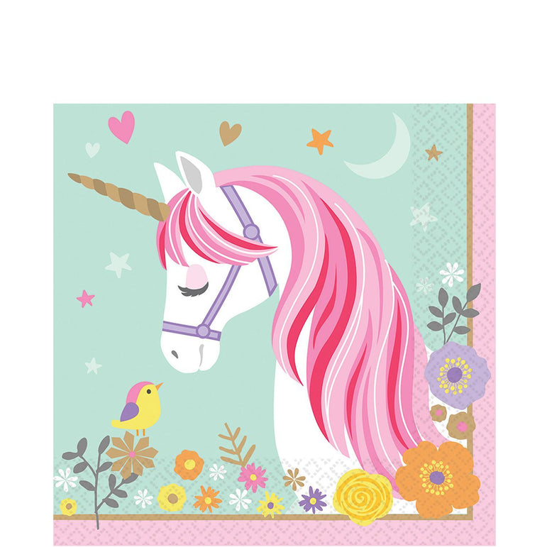 Magical Unicorn Lunch Tissues 16pcs Printed Tableware - Party Centre