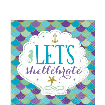 Mermaid Wishes Lunch Tissues 16pcs Printed Tableware - Party Centre - Party Centre