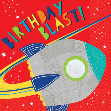 Blast Off Birthday Lunch Tissues 16pcs Printed Tableware - Party Centre - Party Centre