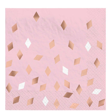 Blush Birthday Hot Stamped Lunch Tissue, 16pcs - Party Centre