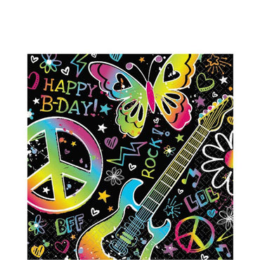 Neon Doodle Lunch Tissues 16pcs Printed Tableware - Party Centre - Party Centre