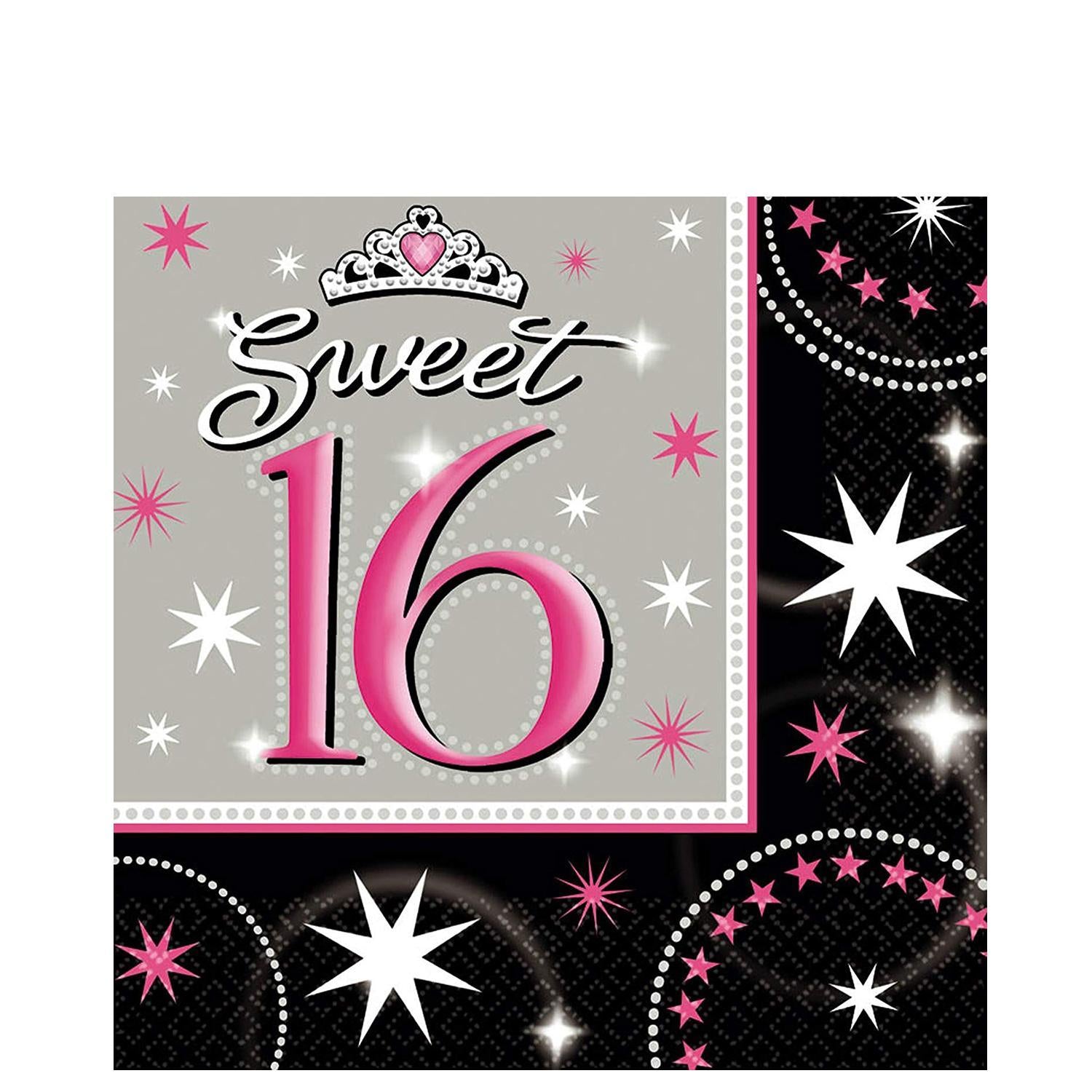 Sweet 16 Sparkle Lunch Tissues 16pcs Printed Tableware - Party Centre - Party Centre