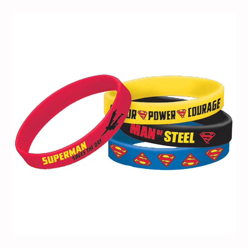 Superman Rubber Bracelet Favors 4pcs Party Favors - Party Centre - Party Centre