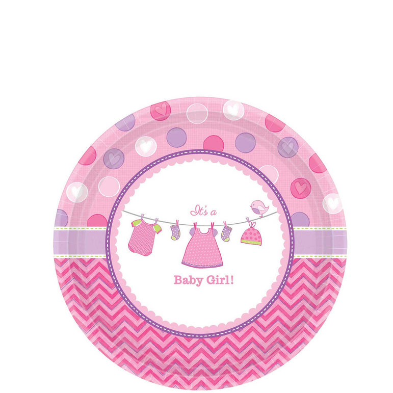 Shower With Love Girl Plates 7in, 8pcs Printed Tableware - Party Centre