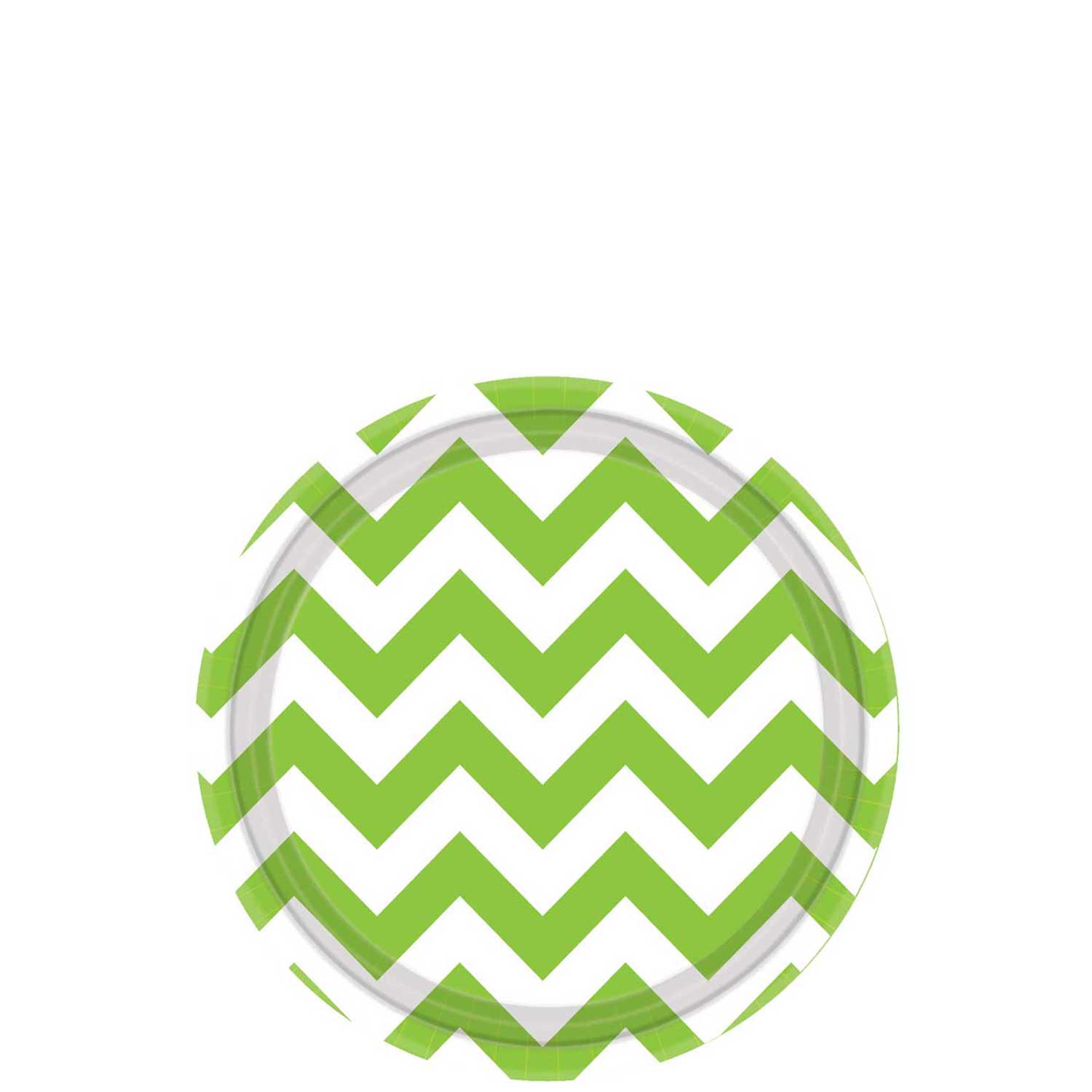 Kiwi Green Chevron Round Party Paper Plates 7in 8pcs Printed Tableware - Party Centre - Party Centre