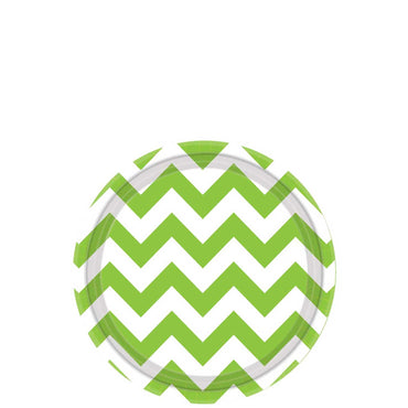 Kiwi Green Chevron Round Party Paper Plates 7in 8pcs Printed Tableware - Party Centre - Party Centre