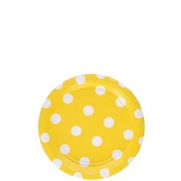 Yellow Sunshine Dots Round Party Paper Plates 7in 8pcs Printed Tableware - Party Centre - Party Centre