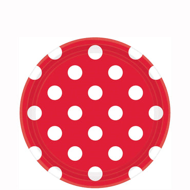Apple Red Dots Paper Plates 7in, 8pcs Printed Tableware - Party Centre - Party Centre
