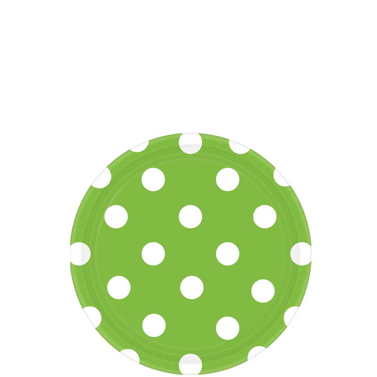 Kiwi Green Dots Round Party Paper Plates 7in 8pcs Printed Tableware - Party Centre - Party Centre
