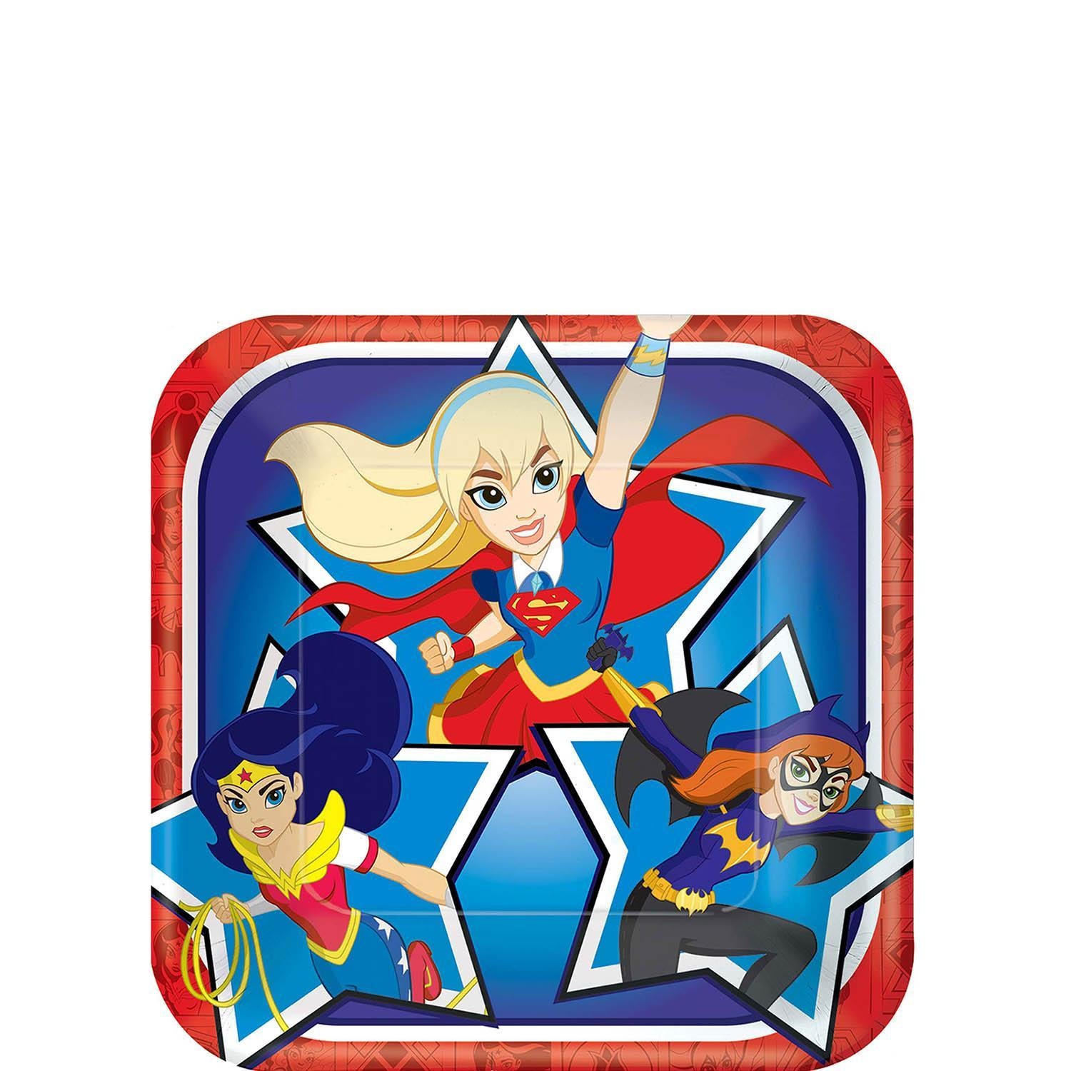 DC Superhero Girls Square Paper Plates 7in 8pcs Printed Tableware - Party Centre - Party Centre