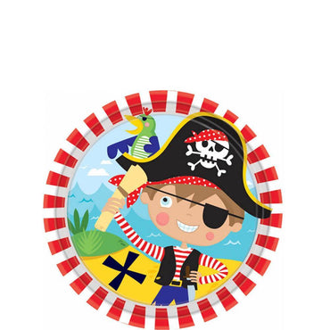 Little Pirate Round Plates 7in, 8pcs Printed Tableware - Party Centre - Party Centre