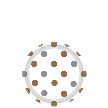 Mixed Metals Dots Round Party Paper Plates 7in 8pcs Printed Tableware - Party Centre - Party Centre
