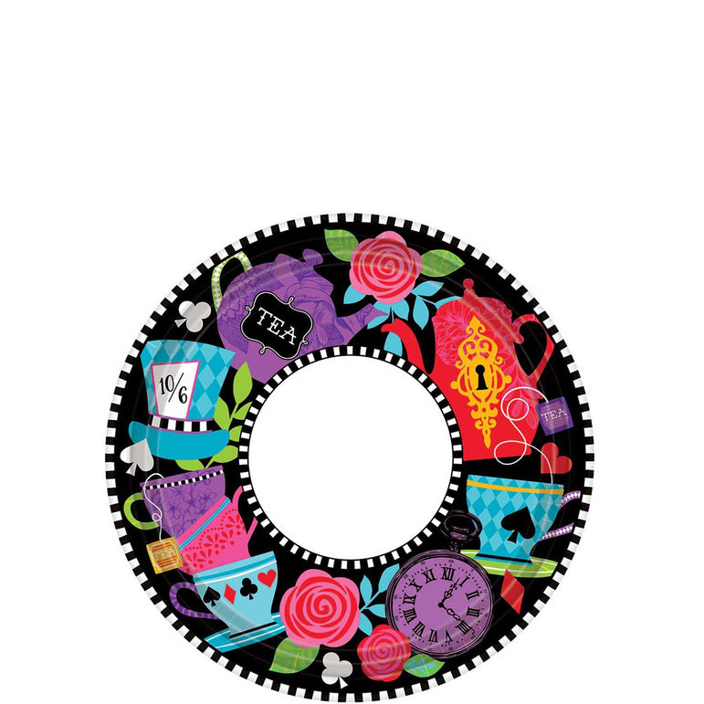 Mad Tea Party Paper Plates 7in, 8pcs Printed Tableware - Party Centre