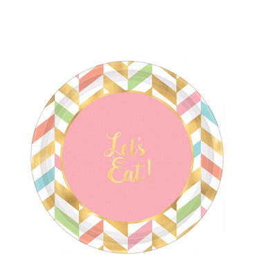 Eat, Drink & Be Happy Paper Plates 7in, 8pcs Printed Tableware - Party Centre - Party Centre