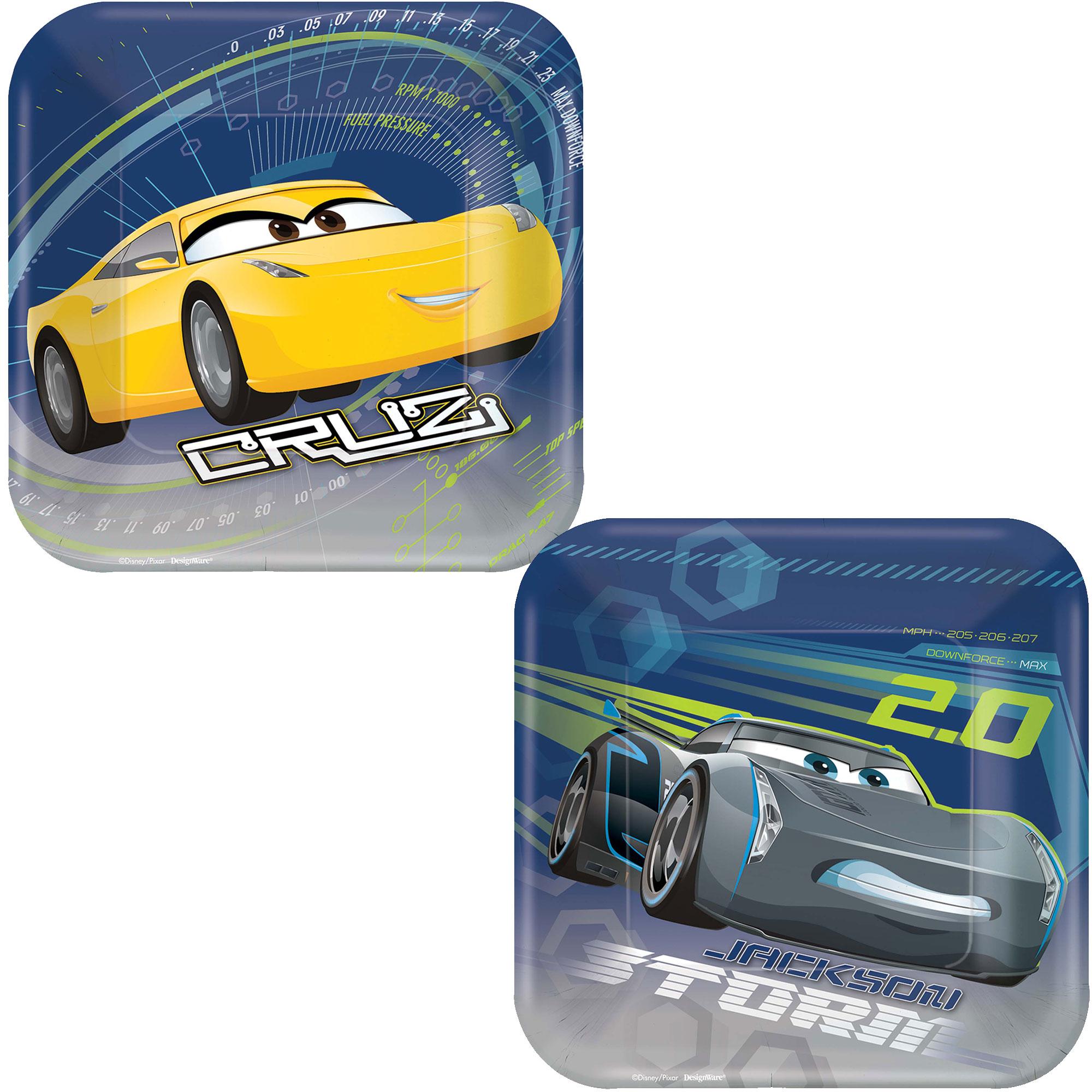 Cars 3 Square Paper Plates 7in, 8pcs Printed Tableware - Party Centre - Party Centre