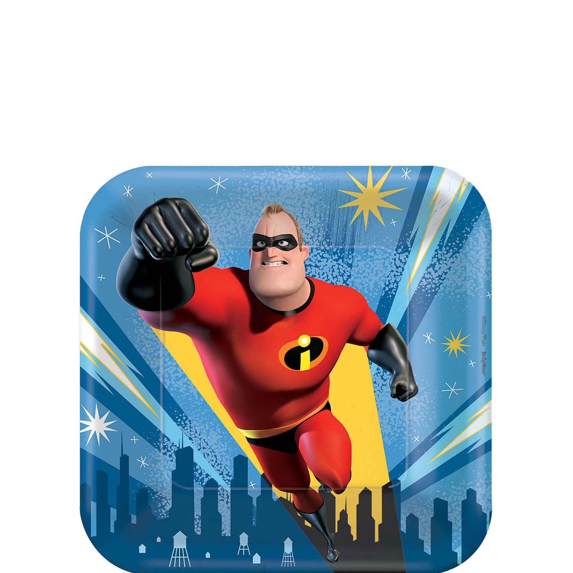 Incredibles 2 Square Paper Plates 7in, 8pcs Printed Tableware - Party Centre - Party Centre