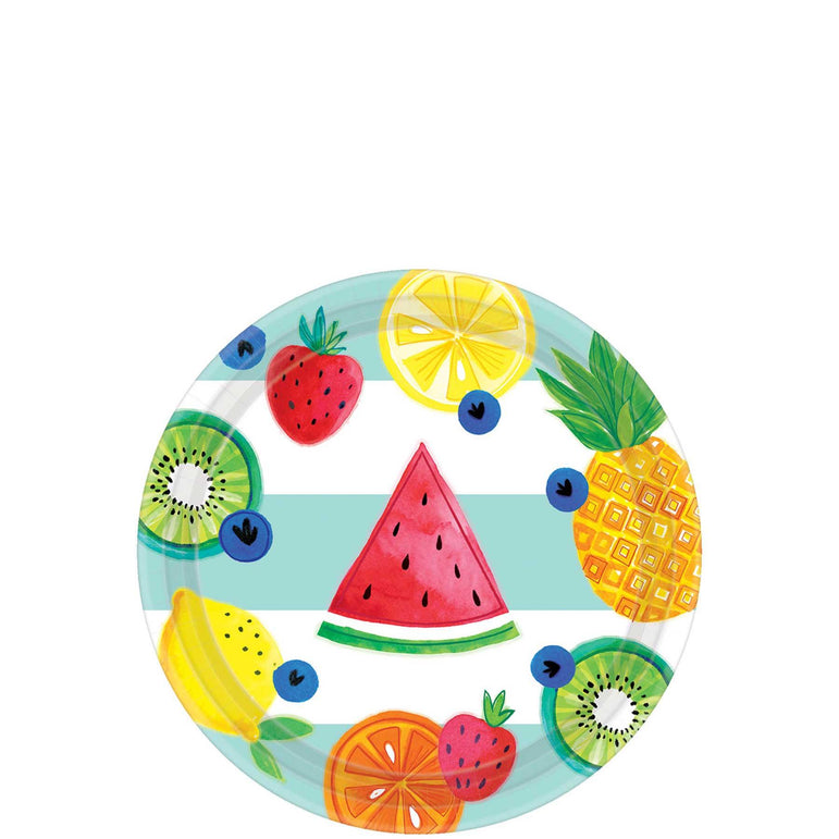 Hello Summer Round Plates 18cm 8pcs Printed Tableware - Party Centre