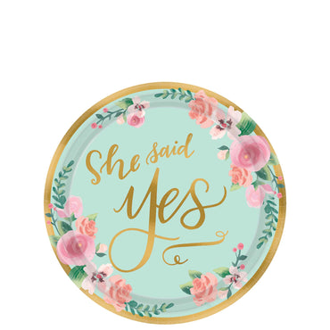 Mint To Be Metallic Round Paper Plates 7in 8pcs Solid Tableware - Party Centre - Party Centre