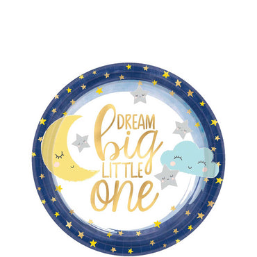 Twinkle Little Star Metallic Round Paper Plates 7in, 8pcs Printed Tableware - Party Centre - Party Centre
