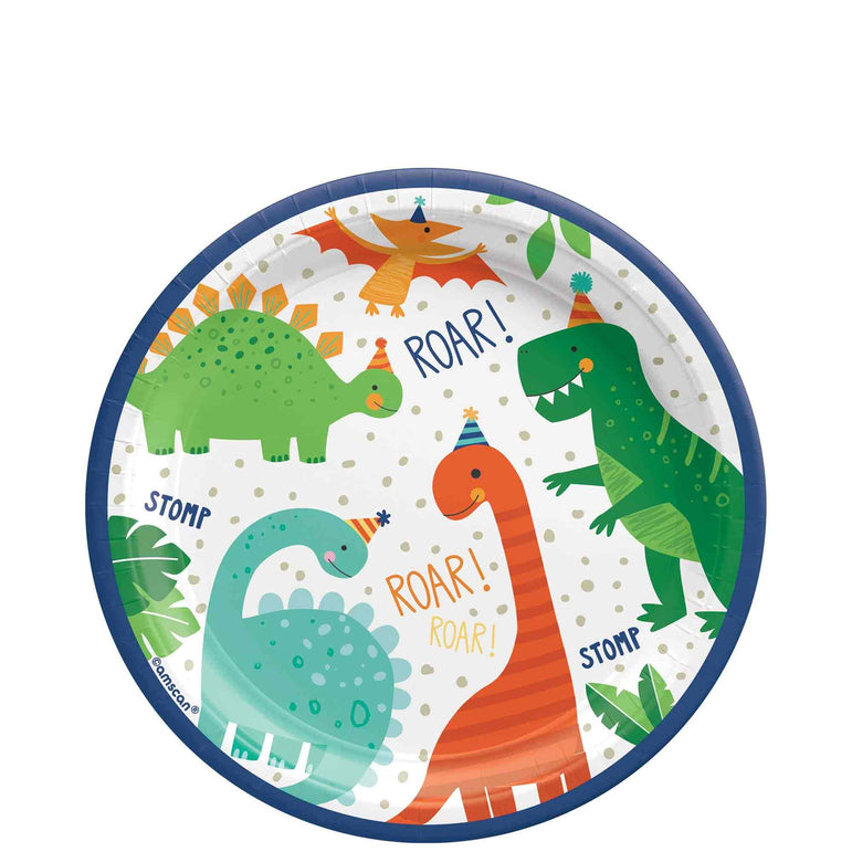 Dino-Mite Party Round Plates 7in, 8pcs