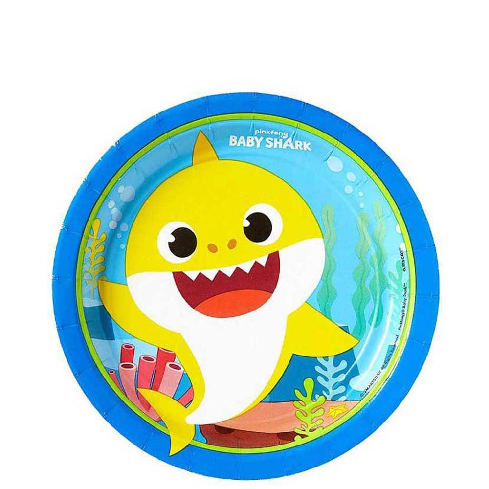 Baby Shark Round Paper Plates 7in, 8pcs Printed Tableware - Party Centre - Party Centre