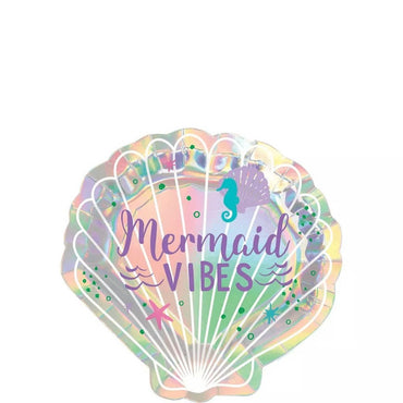 Iridescent Shell Shaped Plates 7in, 8pcs - Party Centre