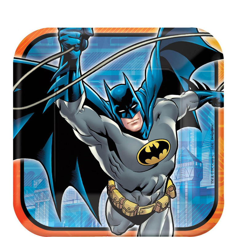 Batman Square Plates 9in, 8pcs Printed Tableware - Party Centre