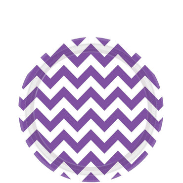 New Purple Chevron Round Party Paper Plates 9in 8pcs Printed Tableware - Party Centre - Party Centre