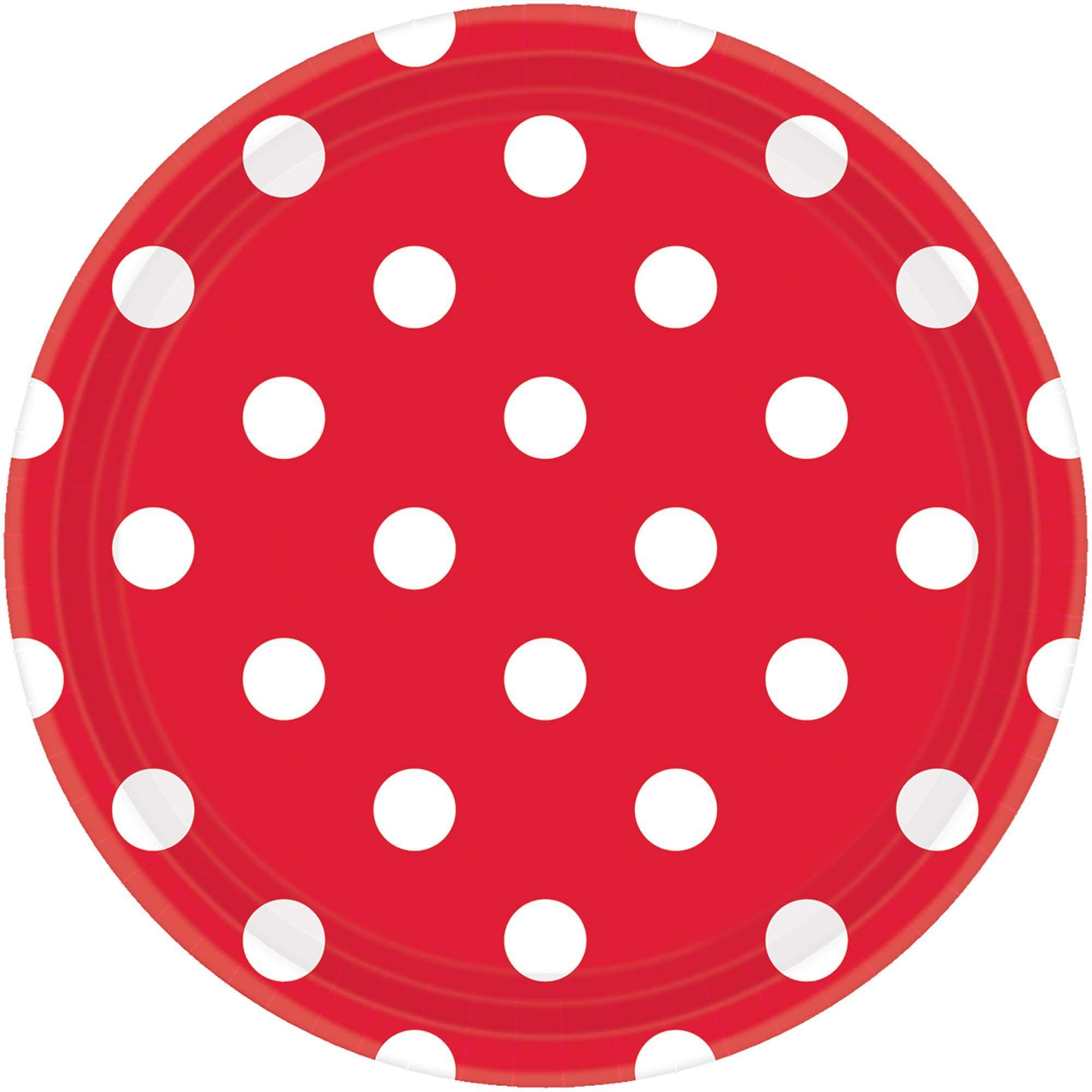 Apple Red Dots Paper Plates 9in, 8pcs Printed Tableware - Party Centre - Party Centre