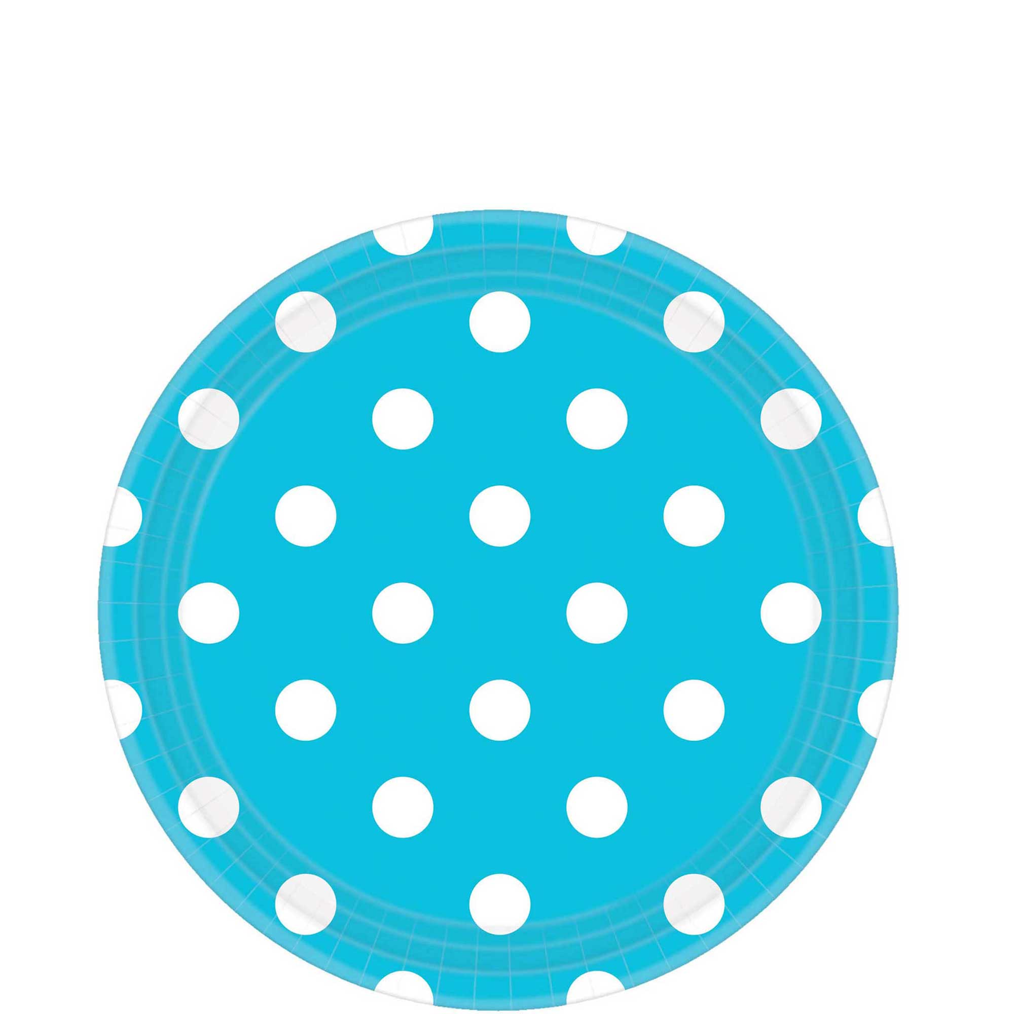 Caribbean Blue Dots Round Paper Plates 9in 8pcs Printed Tableware - Party Centre - Party Centre