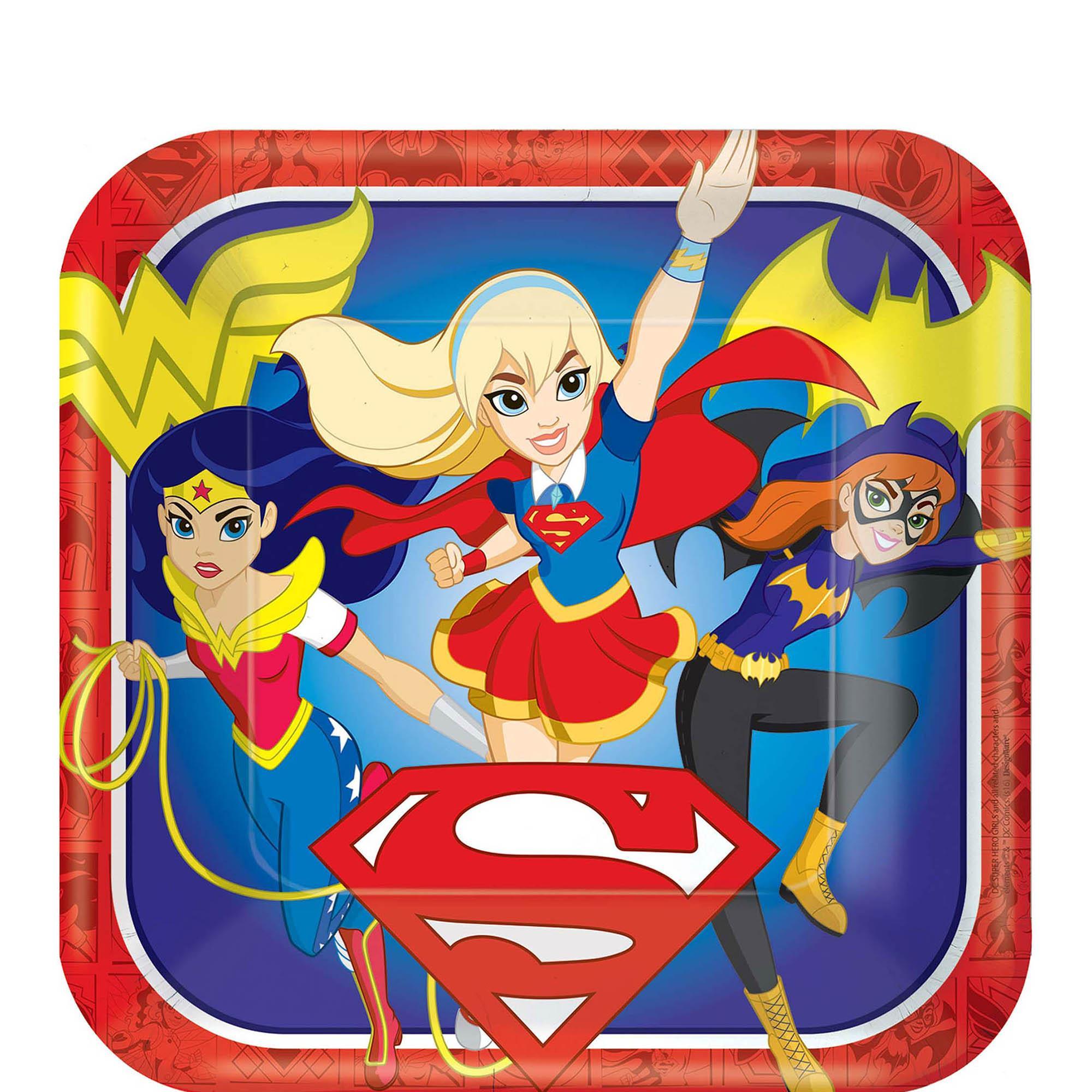 DC Superhero Girls Square Paper Plates 9in 8pcs Printed Tableware - Party Centre - Party Centre