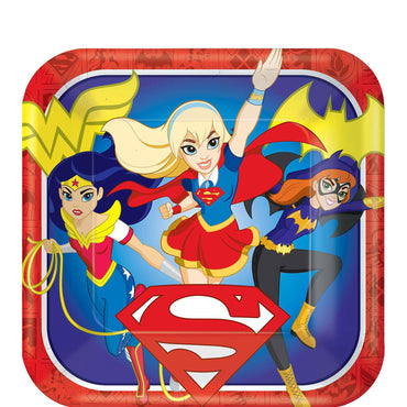 DC Superhero Girls Square Paper Plates 9in 8pcs Printed Tableware - Party Centre - Party Centre