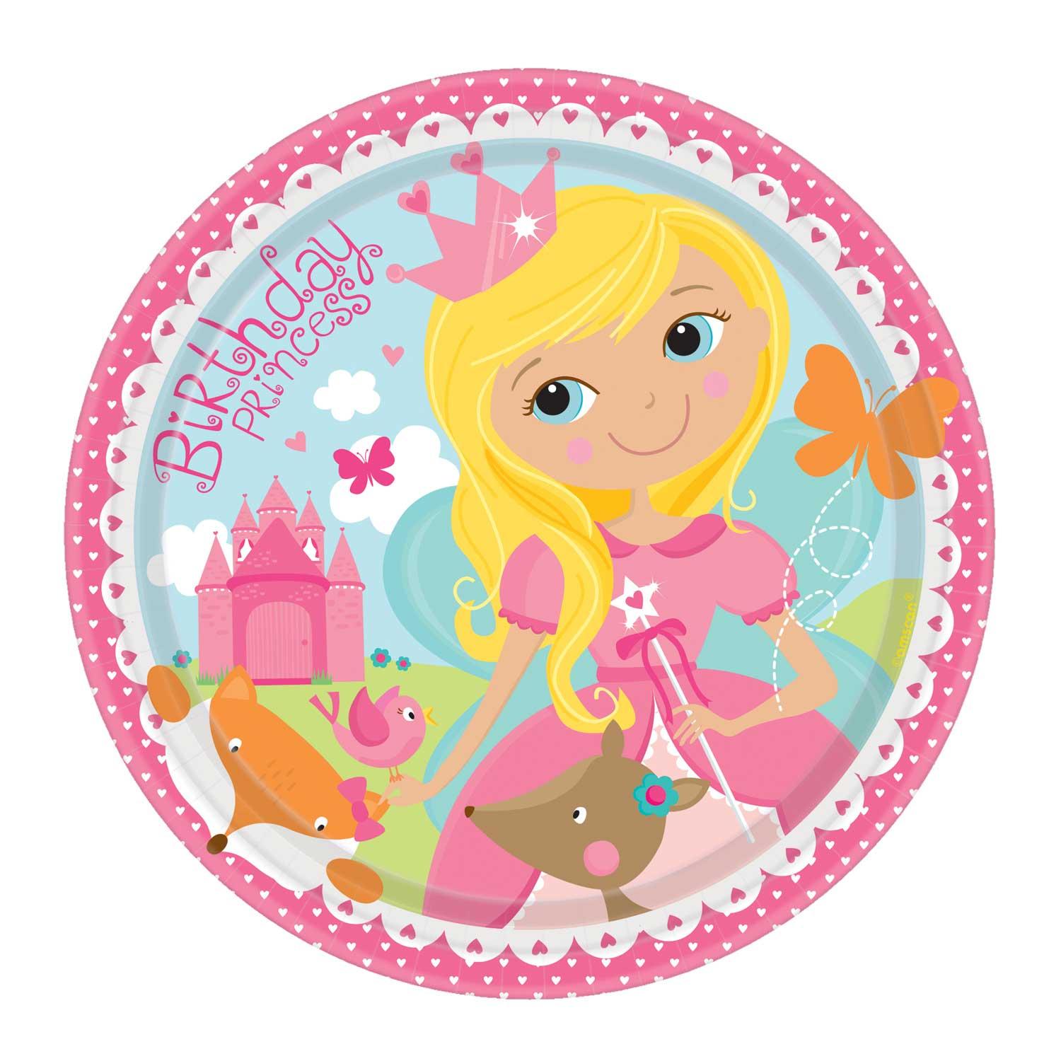 Woodland Princess Round Plates 9in, 8pcs Printed Tableware - Party Centre - Party Centre