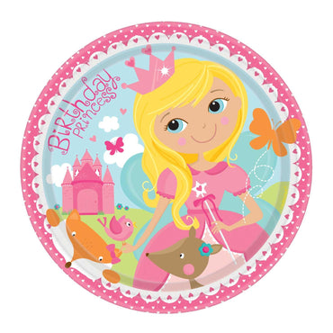 Woodland Princess Round Plates 9in, 8pcs Printed Tableware - Party Centre - Party Centre
