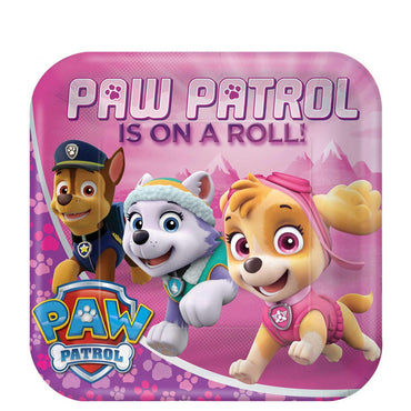 Paw Patrol Girl Square Plate 9in 8pcs Printed Tableware - Party Centre - Party Centre