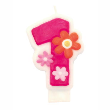 Pink Flower Number 1 Candle Party Accessories - Party Centre - Party Centre