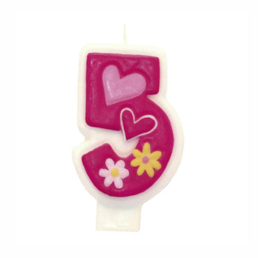 Pink Flower Number 5 Candle Party Accessories - Party Centre - Party Centre