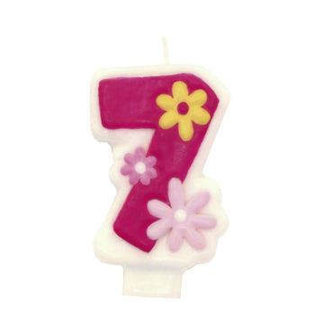 Pink Flower Number 7 Candle Party Accessories - Party Centre - Party Centre