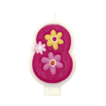 Pink Flower Number 8 Candle Party Accessories - Party Centre - Party Centre