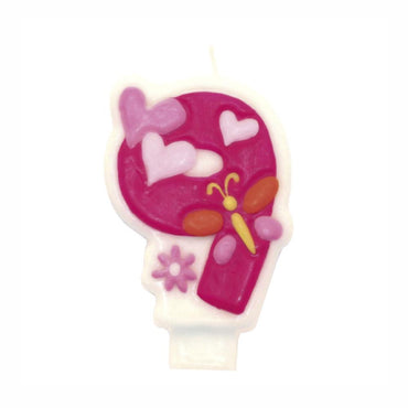 Pink Flower Number 9 Candle Party Accessories - Party Centre - Party Centre