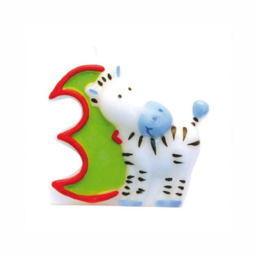 Safari Number 3 Candle Party Accessories - Party Centre - Party Centre