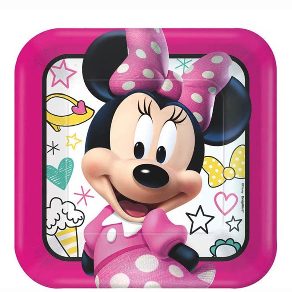 Minnie Mouse Happy Helper Square Paper Plates 9in, 8pcs Printed Tableware - Party Centre - Party Centre