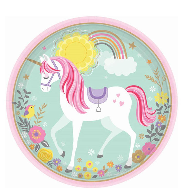 Magical Unicorn Paper Plates 9in, 8pcs Printed Tableware - Party Centre